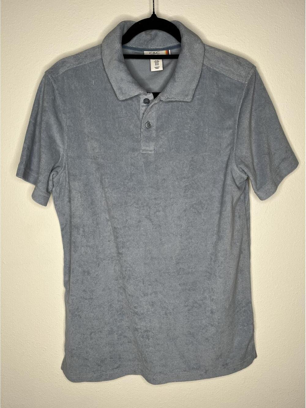 NWOT C&C California Men's Blue/Terry Cloth Polo Shirt Size Medium